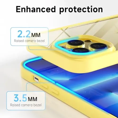 LoeoeL for iPhone 13 Pro Max Case Clear, Transparent Hybrid 13 Pro Max Phone Case [Hard Plastic & Soft Silicone Bumper] Acrylic Non Yellowing Thin Slim Protective Cover for Women, Yellow - 10