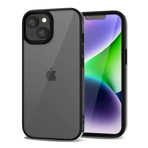 LoeoeL for iPhone 14 Case Clear, Transparent Hybrid 14 Phone Case [Hard Plastic & Soft Silicone Bumper] Acrylic Non Yellowing Thin Slim Protective Cover for Women, Black 