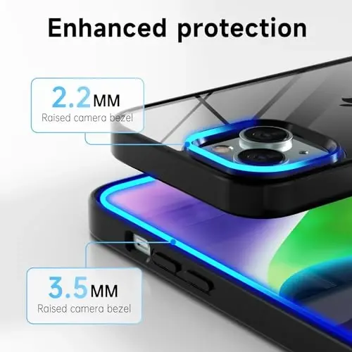 LoeoeL for iPhone 14 Case Clear, Transparent Hybrid 14 Phone Case [Hard Plastic & Soft Silicone Bumper] Acrylic Non Yellowing Thin Slim Protective Cover for Women, Black - 10