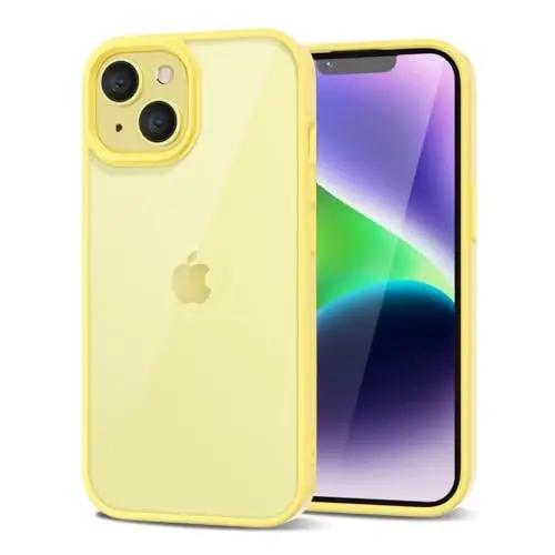 LoeoeL for iPhone 14 Case Clear, Transparent Hybrid 14 Phone Case [Hard Plastic & Soft Silicone Bumper] Acrylic Non Yellowing Thin Slim Protective Cover for Women, Yellow - 1