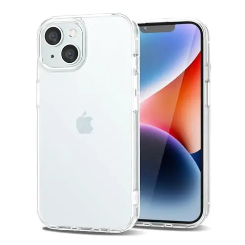 LoeoeL for iPhone 14 Plus Case Clear, Transparent Hybrid 14 Plus Phone Case [Hard Plastic & Soft Silicone Bumper] Acrylic Non Yellowing Thin Slim Protective Cover for Women, Crystal Clear 