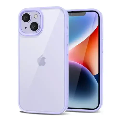LoeoeL for iPhone 14 Plus Case Clear, Transparent Hybrid 14 Plus Phone Case [Hard Plastic & Soft Silicone Bumper] Acrylic Non Yellowing Thin Slim Protective Cover for Women, Purple Lavender - LOEOEL