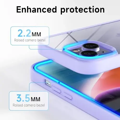 LoeoeL for iPhone 14 Plus Case Clear, Transparent Hybrid 14 Plus Phone Case [Hard Plastic & Soft Silicone Bumper] Acrylic Non Yellowing Thin Slim Protective Cover for Women, Purple Lavender - 5