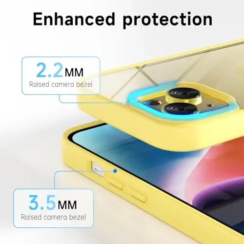 LoeoeL for iPhone 14 Plus Case Clear, Transparent Hybrid 14 Plus Phone Case [Hard Plastic & Soft Silicone Bumper] Acrylic Non Yellowing Thin Slim Protective Cover for Women, Yellow - 6