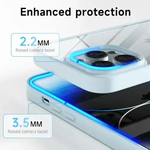 LoeoeL for iPhone 14 Pro Case Clear, Transparent Hybrid 14 Pro Phone Case [Hard Plastic & Soft Silicone Bumper] Acrylic Non Yellowing Thin Slim Protective Cover for Women, Light Blue - 11