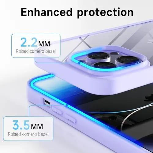 LoeoeL for iPhone 14 Pro Case Clear, Transparent Hybrid 14 Pro Phone Case [Hard Plastic & Soft Silicone Bumper] Acrylic Non Yellowing Thin Slim Protective Cover for Women, Purple Lavender - 9