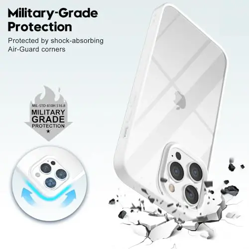 LoeoeL for iPhone 14 Pro Case Clear, Transparent Hybrid 14 Pro Phone Case [Hard Plastic & Soft Silicone Bumper] Acrylic Non Yellowing Thin Slim Protective Cover for Women, White - 6