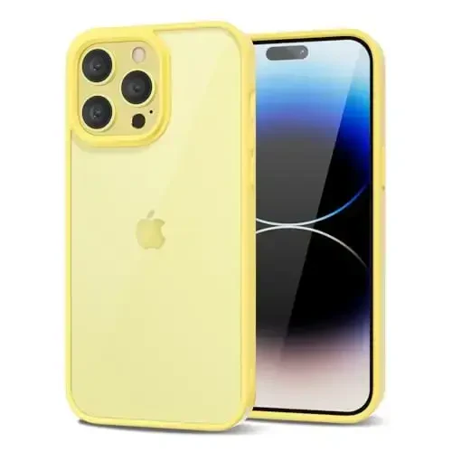 LoeoeL for iPhone 14 Pro Case Clear, Transparent Hybrid 14 Pro Phone Case [Hard Plastic & Soft Silicone Bumper] Acrylic Non Yellowing Thin Slim Protective Cover for Women, Yellow - 1