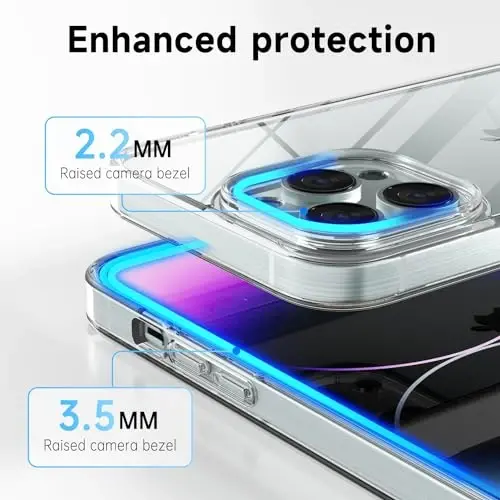 LoeoeL for iPhone 14 Pro Max Case Clear, Transparent Hybrid 14 Pro Max Phone Case [Hard Plastic & Soft Silicone Bumper] Acrylic Non Yellowing Thin Slim Protective Cover for Women, Crystal Clear - 5
