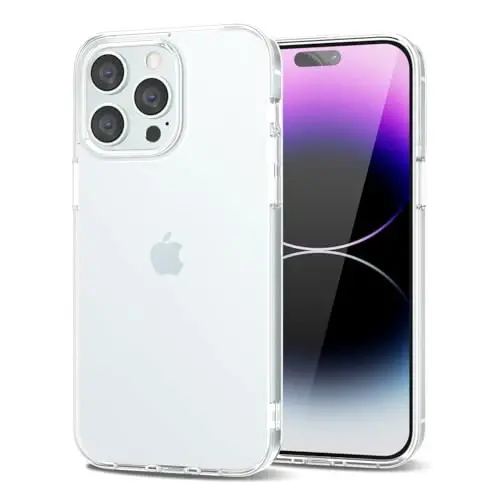 LoeoeL for iPhone 14 Pro Max Case Clear, Transparent Hybrid 14 Pro Max Phone Case [Hard Plastic & Soft Silicone Bumper] Acrylic Non Yellowing Thin Slim Protective Cover for Women, Crystal Clear 
