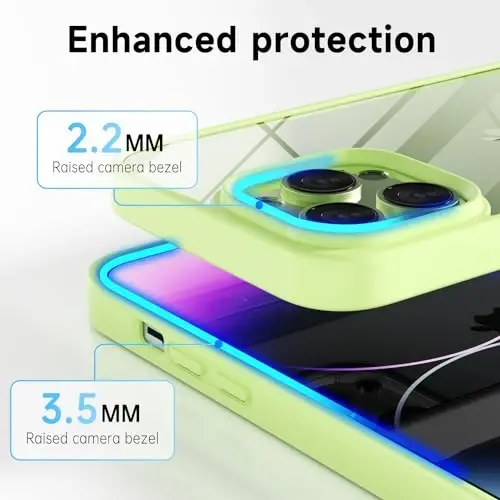 LoeoeL for iPhone 14 Pro Max Case Clear, Transparent Hybrid 14 Pro Max Phone Case [Hard Plastic & Soft Silicone Bumper] Acrylic Non Yellowing Thin Slim Protective Cover for Women, Mint Green - 5