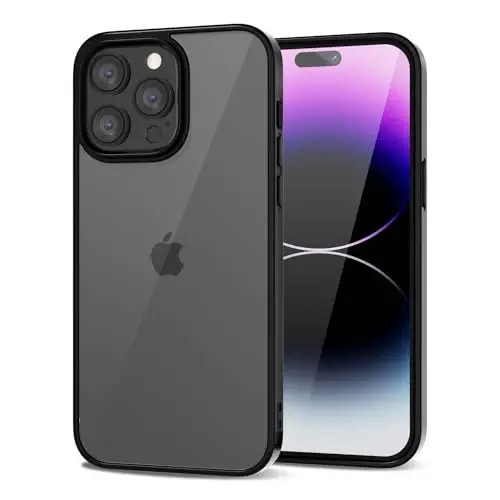 LoeoeL for iPhone 14 Pro Max Case Clear, Transparent Hybrid 14 Pro Max Phone Case [Hard Plastic & Soft Silicone Bumper] Acrylic Non Yellowing Thin Slim Protective Cover for Women, Neon Hot Pink - 1