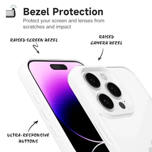 LoeoeL for iPhone 14 Pro Max Case Clear, Transparent Hybrid 14 Pro Max Phone Case [Hard Plastic & Soft Silicone Bumper] Acrylic Non Yellowing Thin Slim Protective Cover for Women, White - 4