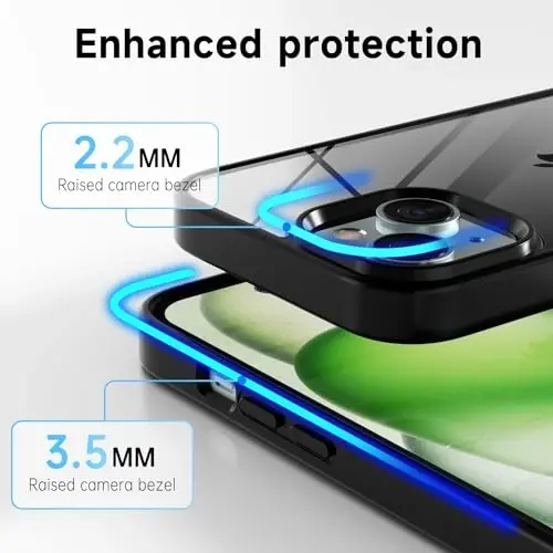 LoeoeL for iPhone 15 Case Clear, Transparent Hybrid 15 Phone Case [Hard Plastic & Soft Silicone Bumper] Acrylic Non Yellowing Thin Slim Protective Cover for Women, Teal - 5