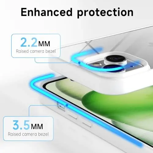 LoeoeL for iPhone 15 Case Clear, Transparent Hybrid 15 Phone Case [Hard Plastic & Soft Silicone Bumper] Acrylic Non Yellowing Thin Slim Protective Cover for Women, White - 5