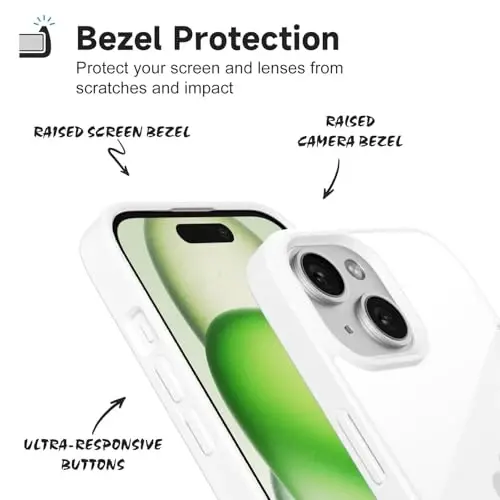 LoeoeL for iPhone 15 Case Clear, Transparent Hybrid 15 Phone Case [Hard Plastic & Soft Silicone Bumper] Acrylic Non Yellowing Thin Slim Protective Cover for Women, White - 4