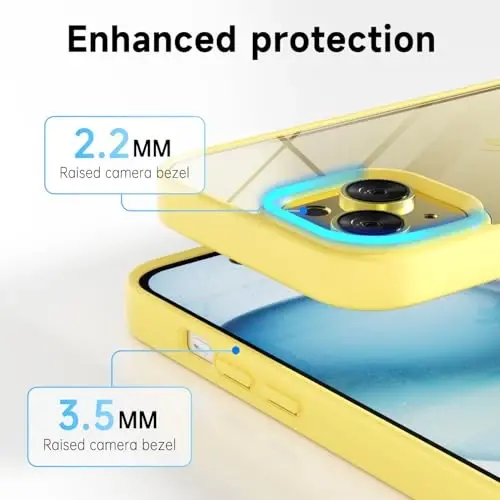 LoeoeL for iPhone 15 Plus Case Clear, Transparent Hybrid 15 Plus Phone Case [Hard Plastic & Soft Silicone Bumper] Acrylic Non Yellowing Thin Slim Protective Cover for Women, Yellow - 6