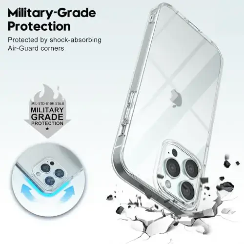 LoeoeL for iPhone 15 Pro Case Clear, Transparent Hybrid 15 Pro Phone Case [Hard Plastic & Soft Silicone Bumper] Acrylic Non Yellowing Thin Slim Protective Cover for Women, Crystal Clear - 9