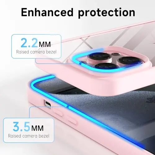 LoeoeL for iPhone 15 Pro Case Clear, Transparent Hybrid 15 Pro Phone Case [Hard Plastic & Soft Silicone Bumper] Acrylic Non Yellowing Thin Slim Protective Cover for Women, Light Pink - 5