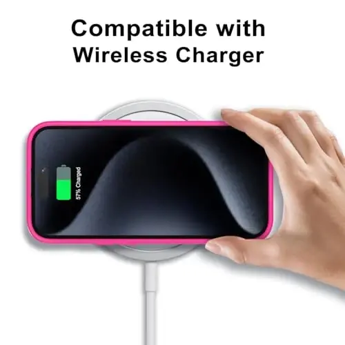 LoeoeL for iPhone 15 Pro Case Clear, Transparent Hybrid 15 Pro Phone Case [Hard Plastic & Soft Silicone Bumper] Acrylic Non Yellowing Thin Slim Protective Cover for Women, Neon Hot Pink - 7