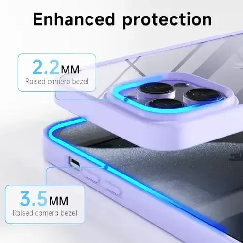 LoeoeL for iPhone 15 Pro Case Clear, Transparent Hybrid 15 Pro Phone Case [Hard Plastic & Soft Silicone Bumper] Acrylic Non Yellowing Thin Slim Protective Cover for Women, Purple Lavender - 9