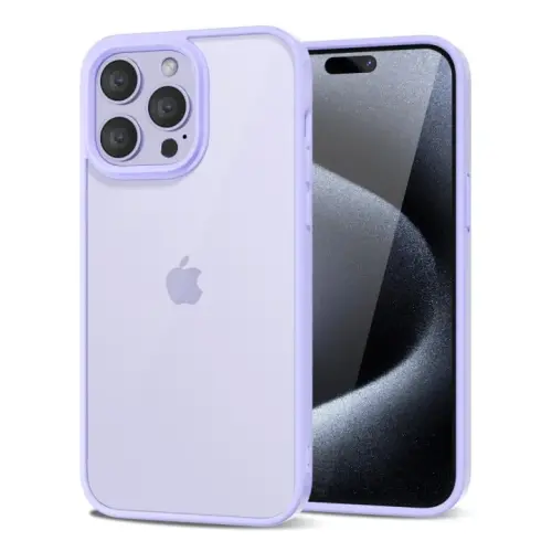 LoeoeL for iPhone 15 Pro Case Clear, Transparent Hybrid 15 Pro Phone Case [Hard Plastic & Soft Silicone Bumper] Acrylic Non Yellowing Thin Slim Protective Cover for Women, Purple Lavender 