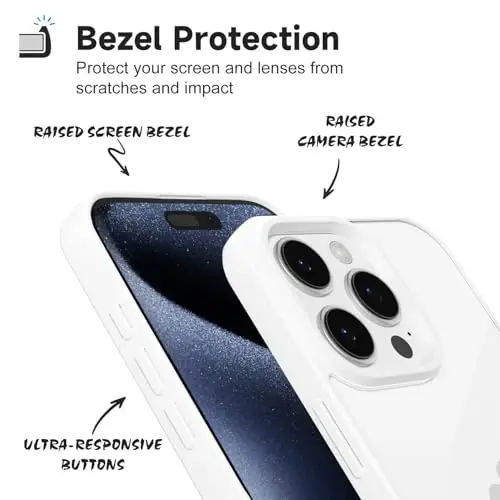 LoeoeL for iPhone 15 Pro Case Clear, Transparent Hybrid 15 Pro Phone Case [Hard Plastic & Soft Silicone Bumper] Acrylic Non Yellowing Thin Slim Protective Cover for Women, White - 4