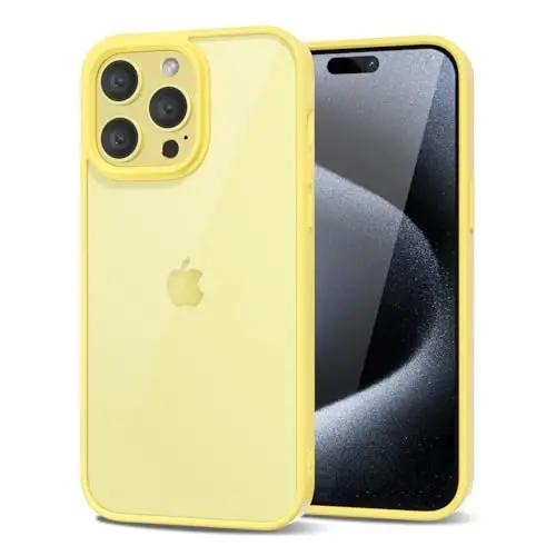 LoeoeL for iPhone 15 Pro Case Clear, Transparent Hybrid 15 Pro Phone Case [Hard Plastic & Soft Silicone Bumper] Acrylic Non Yellowing Thin Slim Protective Cover for Women, Yellow 