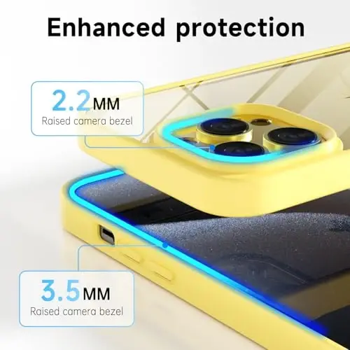 LoeoeL for iPhone 15 Pro Case Clear, Transparent Hybrid 15 Pro Phone Case [Hard Plastic & Soft Silicone Bumper] Acrylic Non Yellowing Thin Slim Protective Cover for Women, Yellow - 6