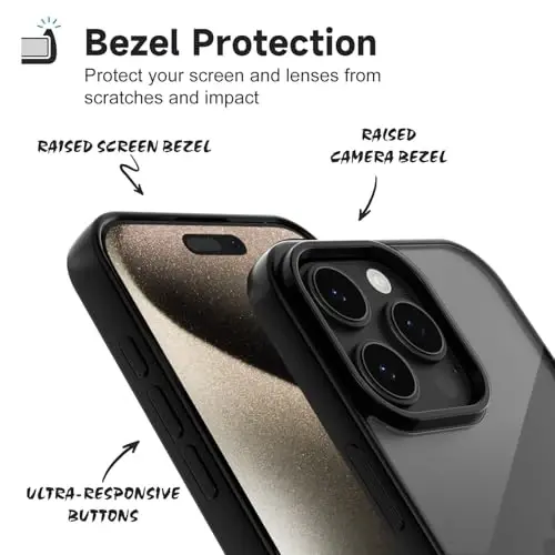 LoeoeL for iPhone 15 Pro Max Case Clear, Transparent Hybrid 15 Pro Max Phone Case [Hard Plastic & Soft Silicone Bumper] Acrylic Non Yellowing Thin Slim Protective Cover for Women, Black - 4