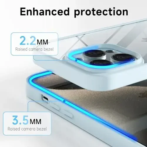 LoeoeL for iPhone 15 Pro Max Case Clear, Transparent Hybrid 15 Pro Max Phone Case [Hard Plastic & Soft Silicone Bumper] Acrylic Non Yellowing Thin Slim Protective Cover for Women, Light Blue - 5