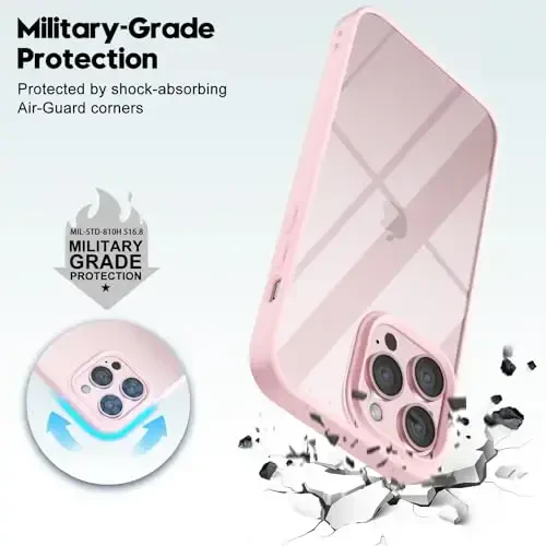 LoeoeL for iPhone 15 Pro Max Case Clear, Transparent Hybrid 15 Pro Max Phone Case [Hard Plastic & Soft Silicone Bumper] Acrylic Non Yellowing Thin Slim Protective Cover for Women, Light Pink - 9