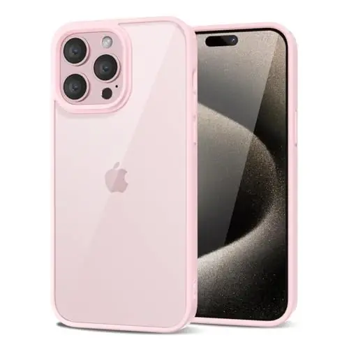 LoeoeL for iPhone 15 Pro Max Case Clear, Transparent Hybrid 15 Pro Max Phone Case [Hard Plastic & Soft Silicone Bumper] Acrylic Non Yellowing Thin Slim Protective Cover for Women, Light Pink 