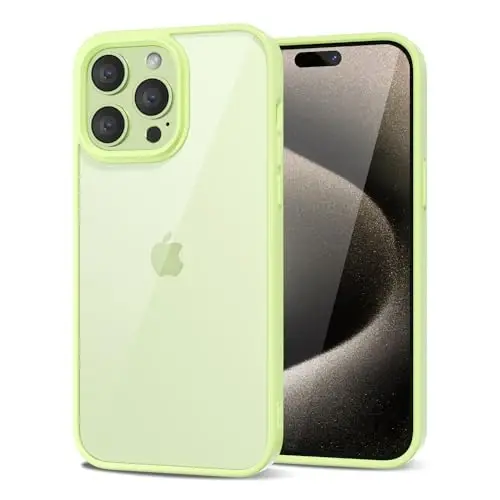LoeoeL for iPhone 15 Pro Max Case Clear, Transparent Hybrid 15 Pro Max Phone Case [Hard Plastic & Soft Silicone Bumper] Acrylic Non Yellowing Thin Slim Protective Cover for Women, Mint Green - LOEOEL