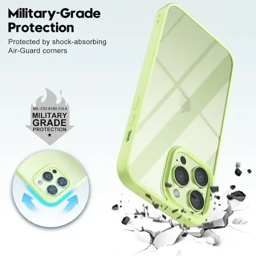 LoeoeL for iPhone 15 Pro Max Case Clear, Transparent Hybrid 15 Pro Max Phone Case [Hard Plastic & Soft Silicone Bumper] Acrylic Non Yellowing Thin Slim Protective Cover for Women, Mint Green - 6