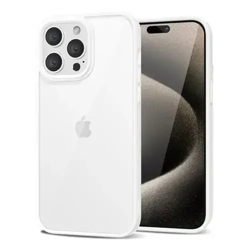 LoeoeL for iPhone 15 Pro Max Case Clear, Transparent Hybrid 15 Pro Max Phone Case [Hard Plastic & Soft Silicone Bumper] Acrylic Non Yellowing Thin Slim Protective Cover for Women, White - 1