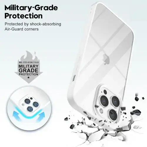 LoeoeL for iPhone 15 Pro Max Case Clear, Transparent Hybrid 15 Pro Max Phone Case [Hard Plastic & Soft Silicone Bumper] Acrylic Non Yellowing Thin Slim Protective Cover for Women, White - 9