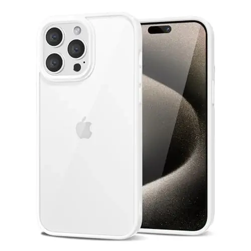 LoeoeL for iPhone 15 Pro Max Case Clear, Transparent Hybrid 15 Pro Max Phone Case [Hard Plastic & Soft Silicone Bumper] Acrylic Non Yellowing Thin Slim Protective Cover for Women, White - 1