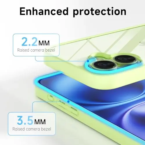 LoeoeL for iPhone 16 Case Clear, Transparent Hybrid 16 Phone Case [Hard Plastic & Soft Silicone Bumper] Acrylic Non Yellowing Thin Slim Protective Cover for Women, Mint Green - 5