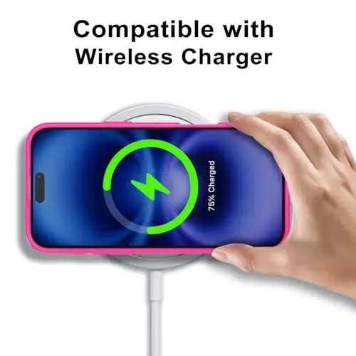 LoeoeL for iPhone 16 Case Clear, Transparent Hybrid 16 Phone Case [Hard Plastic & Soft Silicone Bumper] Acrylic Non Yellowing Thin Slim Protective Cover for Women, Neon Hot Pink - 7