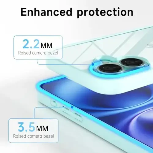 LoeoeL for iPhone 16 Case Clear, Transparent Hybrid 16 Phone Case [Hard Plastic & Soft Silicone Bumper] Acrylic Non Yellowing Thin Slim Protective Cover for Women, Teal - 10