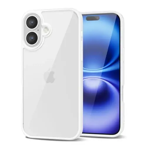 LoeoeL for iPhone 16 Case Clear, Transparent Hybrid 16 Phone Case [Hard Plastic & Soft Silicone Bumper] Acrylic Non Yellowing Thin Slim Protective Cover for Women, White - 1