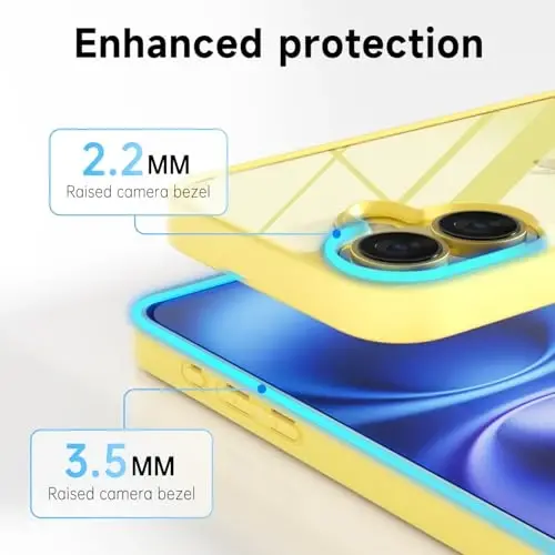 LoeoeL for iPhone 16 Case Clear, Transparent Hybrid 16 Phone Case [Hard Plastic & Soft Silicone Bumper] Acrylic Non Yellowing Thin Slim Protective Cover for Women, Yellow - 5