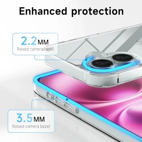 LoeoeL for iPhone 16 Plus Case Clear, Transparent Hybrid 16 Plus Phone Case [Hard Plastic & Soft Silicone Bumper] Acrylic Non Yellowing Thin Slim Protective Cover for Women, Crystal Clear - 5