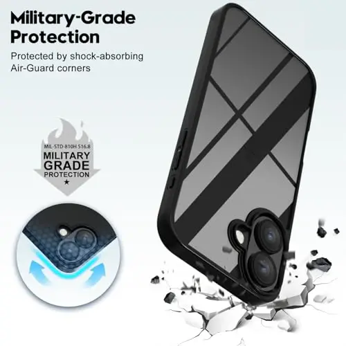 LoeoeL for iPhone 16 Plus Case Clear, Transparent Hybrid 16 Plus Phone Case [Hard Plastic & Soft Silicone Bumper] Acrylic Non Yellowing Thin Slim Protective Cover for Women, Mint Green - 5