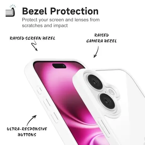 LoeoeL for iPhone 16 Plus Case Clear, Transparent Hybrid 16 Plus Phone Case [Hard Plastic & Soft Silicone Bumper] Acrylic Non Yellowing Thin Slim Protective Cover for Women, White - 4