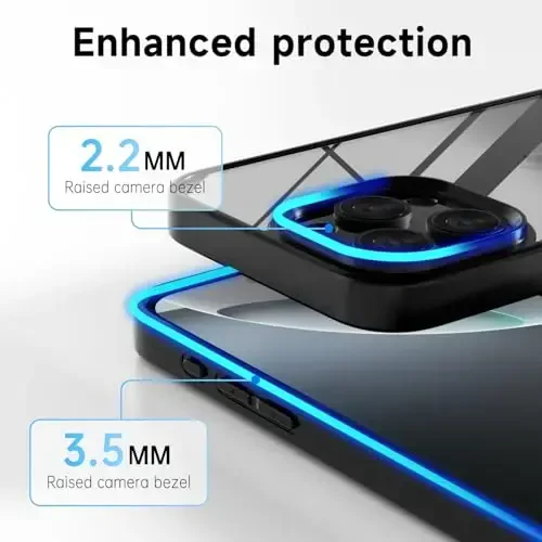 LoeoeL for iPhone 16 Pro Case Clear, Transparent Hybrid 16 Pro Phone Case [Hard Plastic & Soft Silicone Bumper] Acrylic Non Yellowing Thin Slim Protective Cover for Women, Black - 9