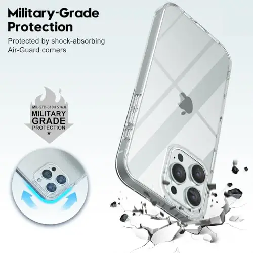 LoeoeL for iPhone 16 Pro Case Clear, Transparent Hybrid 16 Pro Phone Case [Hard Plastic & Soft Silicone Bumper] Acrylic Non Yellowing Thin Slim Protective Cover for Women, Crystal Clear - 6