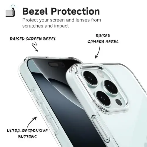 LoeoeL for iPhone 16 Pro Case Clear, Transparent Hybrid 16 Pro Phone Case [Hard Plastic & Soft Silicone Bumper] Acrylic Non Yellowing Thin Slim Protective Cover for Women, Crystal Clear - 4