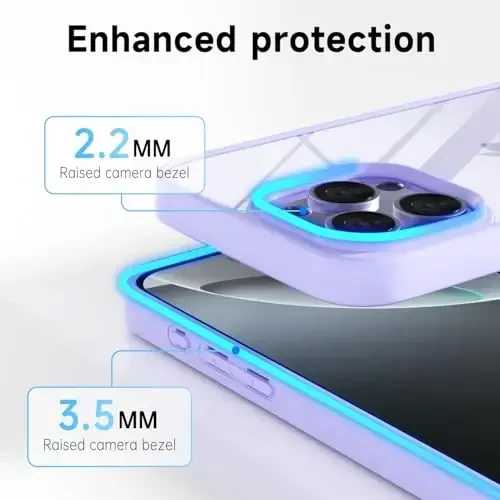 LoeoeL for iPhone 16 Pro Case Clear, Transparent Hybrid 16 Pro Phone Case [Hard Plastic & Soft Silicone Bumper] Acrylic Non Yellowing Thin Slim Protective Cover for Women, Purple Lavender - 8